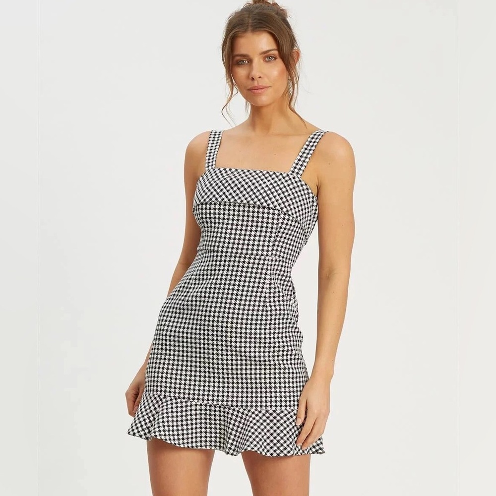 Stylish Black and White Checkered Mini Dress